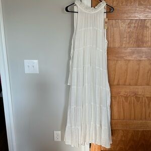 Ladies, white tea length sundress from expressions, online boutique by intro